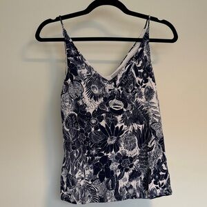 H&M Navy and White Floral Spaghetti Strap Camisole